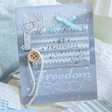 CANDY POETRY 90张/包复古布艺主题剪贴簿纸，无粘性DIY装饰材料，节日礼物，手工拼贴用品，个性化剪贴簿规划，创意学校文具 - 粉色 - 查看 9