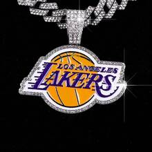 1 Piece Fashion  Alloy Inlaid Diamond Lakers Theme Necklace Multi-Layer Full Diamond Cuban Chain Sports Style Accessory European And American  Style Men's Necklace - Mặt dây chuyền bạc + dây chuyền  14mm 20in - Xem 11