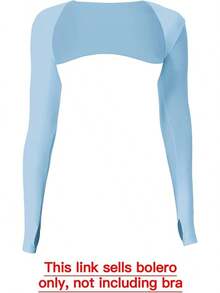 Women Crop Top Long Sleeve Bolero Open Front Workout Cropped Shirts Sports Shrug - Airy Blue - View 2