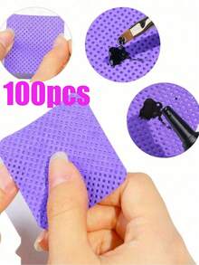 1000/200/100pcs Lint-Free Nail Wipes, Nail Polish Remover Pads, Soft Non-Woven Acetone Nail Polish Remover Pads For Nail Preparation And Gel Nail Polish Remover, Lint-Free Nail Glue Wipes, Lash Extension Wipes, Waterless Nail Supplies - Mauve Purple - View 8