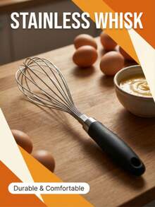 1pc Stainless Steel Manual Egg Beater, Hand-Held Whisk For Whipping Eggs, Cream And Batters. The Beater Body Is Made Of Rust-Resistant Stainless Steel. It Has A Non-Slip Handle, Making It An Easy-To-Clean Kitchen/Baking Tool. - Multicolor - View 11