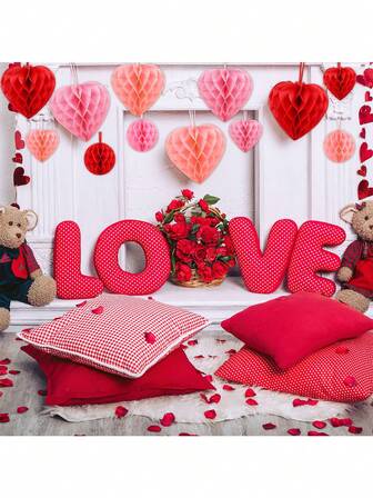 6/12 piezas Bolas de panal de papel con forma de corazón para el Día de San Valentín, decoración colgante DIY para guirnalda de San Valentín, decoración para fiesta de San Valentín, boda, cumpleaños, propuesta, aniversario, puerta, pared, oficina, hogar