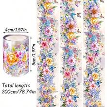 1 Roll Colorful Floral Washi Tape Scrapbooking Scrap Booking Supples Kit Cute Tapes Sticker Spring Flower Washi Tapes Transparent PET Tape Stickers Journaling Junk Journal Supplies - Colorful - View 2