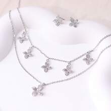 2pcs Minimalist Double-Layer Leaf Shaped Jewelry Set, Suitable For Daily Wear And Gatherings - Women's Jewelry Sets - View 7