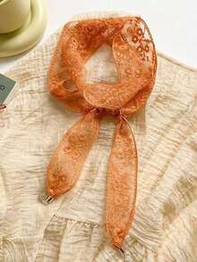 1件雏菊镂空蕾丝发带吊坠头巾颈巾，适合日常佩戴，可作头巾、发带、发箍，是装扮您的理想之选。