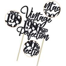 1Pc Black Glitter "Vintage Since 1986 Aged To Perfection" Cake Topper, 40th Birthday Milestone Party Decoration, Retro & Unique Custom Year Supplies - Multicolor - View 10