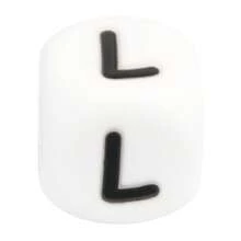 100 Uds.Cuentas de silicona con letras de 12MM, cuentas de silicona sueltas de calidad alimentaria, pulsera DIY, collar, accesorios de cadena de chupete - Q - Ver 23