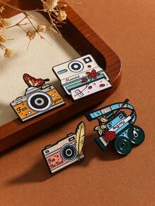 4pcs/Set Retro Style Inspirational Quote Brooch Pins, Fashion Accessory For Photo Shooting, Backpack Decor, Suitable For All Seasons, Parties, Gifts, Work Wear - Multicolor - View 2