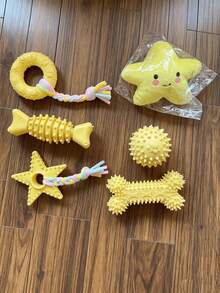 6 piezas Juguetes de masticar para perros talla grande vendidos de TPR - Juguetes indestructibles, de limpieza dental y con chirrido para perros - Multicolor - Ver 10