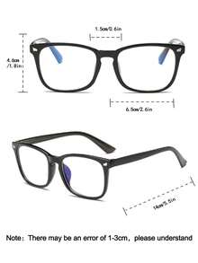 1 Pc Women Square Full-Rim Black Glasses, Men Light Glasses, Fashion Casual Office Wear - Multicolor - View 9