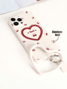 1 Stück anpassbares weißes TPU Handyhülle mit Kirsch-, Herz-Mustern & 1 Stück weißer herzförmiger Schlüsselanhänger, anpassbares Texthandy-Etui, Jahrestags-Geschenk, Valentinstags-Geschenk, Geburtstags-Geschenk, Hochzeits-Geschenk, Muttertags-Geschenk, Vatertags-Geschenk, Geschenk für beste Freunde, Geschenk für Mutter/Vater, Geschenk für Freund/Freundin, geeignet für Apple/passend/Schlüsselanhänger/Spaß/Android/Handyhüllen