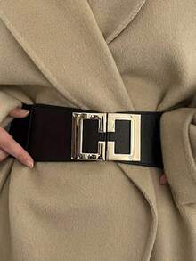 1条弹力腰带，时尚配饰，百搭设计，可搭配连衣裙和外套，黑色