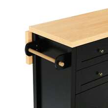 Mobile Kitchen Island On Casters With Extendable Dining Table, Kitchen Cart With Multifunctional Drawers, Ideal For The Kitchen And Dining Room (Black) - Black - View 7