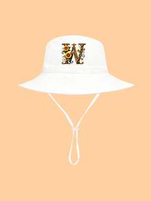 1顶儿童薄款向日葵及26个字母装饰白色渔夫帽，时尚舒适透气，防晒防晒，可调节防风带，适合2-3岁男孩女孩，春夏日常佩戴及户外活动皆宜，是绝佳的生日礼物。 - 彩色 - 查看 15