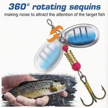 16pcs Trout Fishing Lures Kit, Includes Spinner Baits, Portable Carrying Bag, Hard Metal Lures, Spoon Fishing Baits - Black - View 10