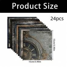 24/36张复古哥特式暗黑拼贴剪贴簿纸，5.9*5.9英寸单面加厚暗黑拼贴风格破旧腐朽门图案剪贴簿纸，非常适合子弹笔记、DIY手工、日记用品 - 黑色 - 查看 12