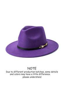 1pc Unisex Autumn/Winter Wide Brim Wool Felt Hat, Elegant Leather Belt Decor Personalized Casual Fashion Cowboy Hat, Suitable For Party, Gathering, Western Themed Events, Daily Wear - MZ1148 - View 11