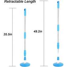 49inch Blue Spin Mop Pole Handle Replacement 360 Degrees Rotating Telescopic Replacement Handle For 6.3inch Mop Head Household Cleaning Tool Accessories Hand Push Sweepers For Cleaning Home Office - 藍色 - 查看 3