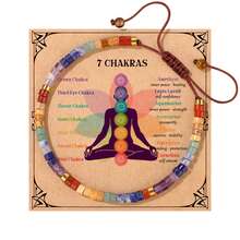 可调节天然石串珠手链，波西米亚风格手工彩色石手链，女士适用 - 彩色 - 查看 10