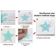 100片夜光星星墙贴 - 自粘式，太空主题装饰，适用于卧室、客厅、天花板 | 派对和活动的理想之选，派对墙面装饰 | 发光星星装饰 | 可重复使用的墙贴，星星装饰。这套色彩缤纷的夜光星星和月亮可以自由粘贴在一起，3D立体墙贴呈现出闪亮的星星效果。 - 彩色 - 查看 11