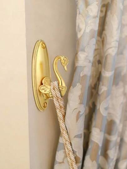 1pc Retro Swan Shaped Curtain Tie Back - Elegant Curtain Tieback Auxiliary Hanging Hook, Universal Small Curtain Fixing Bracket, Suitable For Home Decor And Curtain Decoration