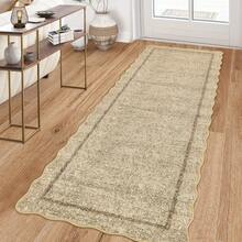 Modern Home Decor Simple Living Room Area Rug Non Slip Thin Bordered Entrance Runner Rug Non Shedding Low Pile Mat Throw Rug Easy To Clean Stain Resistant Carpet Printed Washable Soft Floorcover For Dinning Room Kitchen Laundry Bathroom Bedroom - Linen - View 2