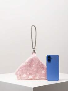 Mini Wallet, Bridal Party Bag, Sequin Bag, Ball Gown Bag, Ball Gown Accessories, Novelty Bag, Elegant Ladies Bag, Wedding Supplies, Ladies Gift, Christmas Bag, Valentine's Day (Random Pattern) - Pink - View 3