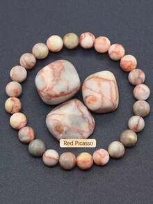 8mm Sunstone & Agate Crystal Beaded Handmade Bracelet - Stone Bracelet - View 19