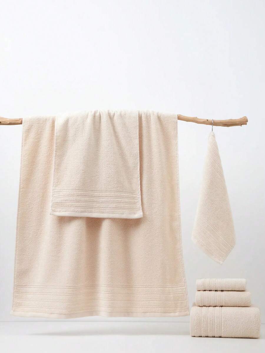 1pc Thin Cotton Bath Towel, Rectangular 70*140cm, Beige, Unisex Adult, Swimming, Bathing, Wrap Towel OR 34*74cm Hand Towel OR 34*34cm Handkerchief, Quick Dry, Absorbent, Soft, Suitable For Bathroom, Kitchen, Travel, Holiday Gift, Gym, Beach, Hotel, Salon, Outdoor - Beige - View 1