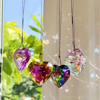1 pieza Atrapasol con forma de corazón de cristal, un atrapasol colgante con prismas de vidrio, un creador de arcoíris, adecuado para decoración de ventanas, balcones, cocinas y jardines, un regalo de Año Nuevo y un regalo del Día de San Valentín.