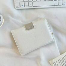 白色女士PU皮钱包，金属饰边，三折短款钱包，带拉链口袋，日常使用，女士钱包，送朋友和情侣的礼物，迷你钱包，小钱包，可爱钱包，女士钱包 - 白色 - 查看 3