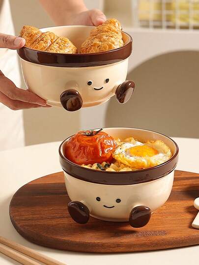 1pc Large Capacity Cute Feet Ceramic Ramen Bowl, High-Quality Embossed 3D Noodle Bowl For Girls, Ceramic Bowl With Underglaze Color, Salad/Fruit Bowl, Holiday Gift