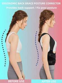Corrector de postura para espalda (2025), nuevo, 1 pieza, para mujeres y hombres, enderezador de espalda, corrección de escoliosis y joroba, soporte de hombro totalmente ajustable, corrector de columna, entrenador de postura ajustable, accesorios de gimnasio, fajas lumbares. - Negro - Ver 4