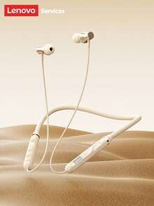 Lenovo Y111 Neckband Bluetooth Earphones, Sports Running Sweat-Proof, Long Battery Life, HIFI Sound Quality, Low Latency, Gaming, Clear Hands-Free Calls With Microphone, Passive Noise Cancellation, Wireless Earbuds Compatible With Smartphones And Computers - 米色 - 查看 12