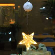 1 pieza Luz de ventosa con estrella y luna, lámpara de ventosa con estrella, luz brillante de estrella, luces de cadena LED para interiores, estrella y luna realistas, luz de decoración de ventana montada en la pared, adecuada para dormitorio, sala de estar, ventanas, boda, cumpleaños, San Valentín, fiesta, pasillo, balcón, jardín, camping, decoración del hogar, regalo festivo, funciona con pilas (pilas no incluidas) - Luz cálida - Ver 13
