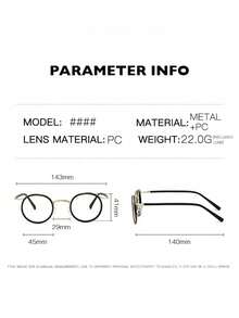 一副男士复古金属圆框时尚透明镜片眼镜，适合日常佩戴、电脑办公、游戏、休闲装扮，可配近视镜片 - 彩色 - 查看 7