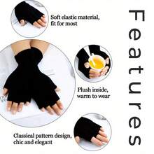 3 Pairs Of Extended Half Finger Cycling Gloves,Half Finger Winter Knit Gloves With Long Wrist Cuff, Cozy And Stylish Mittens For Cold Weather,Cycling Gloves, Skiing Gloves, Casual Sports Gloves,New Year's And Valentine's Day Gifts - Multicolor - View 4