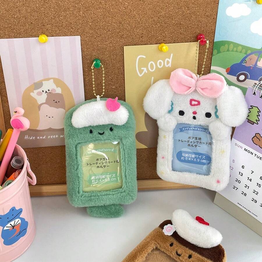 1pcs  Cute Animal Card Holder Three-Inch Small Card Transparent Protective Cover Bag Pendant Student Coin Purse Card Holder Storage - 彩色 - 查看 1
