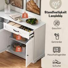Modern, Elegant Sideboard With 3 Türen And One Schublade, Buffetschrank Für Esszimmer, Wohnzimmer Und Diele (Weiß) - White - View 8