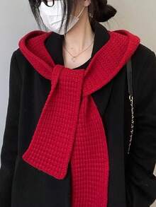 1pc 2-In-1 Women Knitted Hooded Scarf, Versatile Warm Shawl Collar, Autumn/Winter