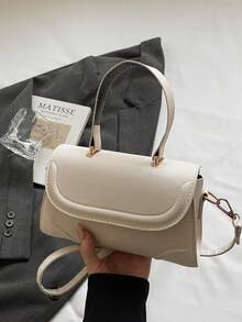 Elegant Crossbody Bag For Women, Vintage Handbag, Versatile Shoulder/Underarm/Top Handle Small Square Bag - Beige - View 9