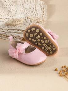 3-12个月婴儿软底蝴蝶结公主鞋，防滑，时尚百搭，春秋季 - 粉色 - 查看 3