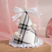 1pc Pearl Bow Lace Birthday Hat, Party Decoration & Photo Prop - Multicolor - View 9
