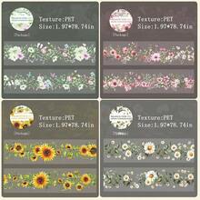 6Rolls Floral Washi Tape Set PET 40mm Wide Washi Sticker Junk Journaling Stickers Flower Scrapbook Stickers Vintage Washi Tapes Scrapbooking Supplies Decorative Tape Crafts, 6.6ft Long - Vine - View 8