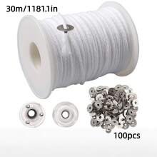 1包30米/61米棉质蜡烛芯，包含100个烛芯底座，圆柱形棉线，可自由裁剪至所需长度，无烟蜡烛芯，DIY蜡烛制作工具，易于使用，手工蜡烛制作，DIY蜡烛，香薰蜡烛自制材料，手工礼品，适合初学者 - 彩色 - 查看 9