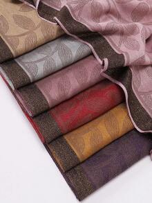 1pc Modest Hijab Jacquard Gold Thread Square Satin Intricate Floral Pattern Headscarf - Multicolor - View 10