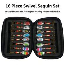 16pcs Trout Fishing Lures Kit, Includes Spinner Baits, Portable Carrying Bag, Hard Metal Lures, Spoon Fishing Baits - Black - View 13