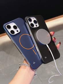 适用于 Air 17/16/15/14/13/12/11 Pro Max Plus 的新款奢华金属漆磁吸无线充电保护壳，超薄无边框散热保护套 - 藍色 - 查看 12