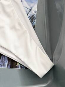 女士休闲度假海滩派对优雅性感纯色纹理面料泳衣，冬季新品 - 白色 - 查看 3