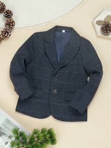 Áo khoác vest kẻ sọc kiểu Anh dành cho bé trai, mẫu mới mùa xuân/thu, thích hợp cho tiệc sinh nhật và làm phù rể. - Xanh đậm - Xem 7